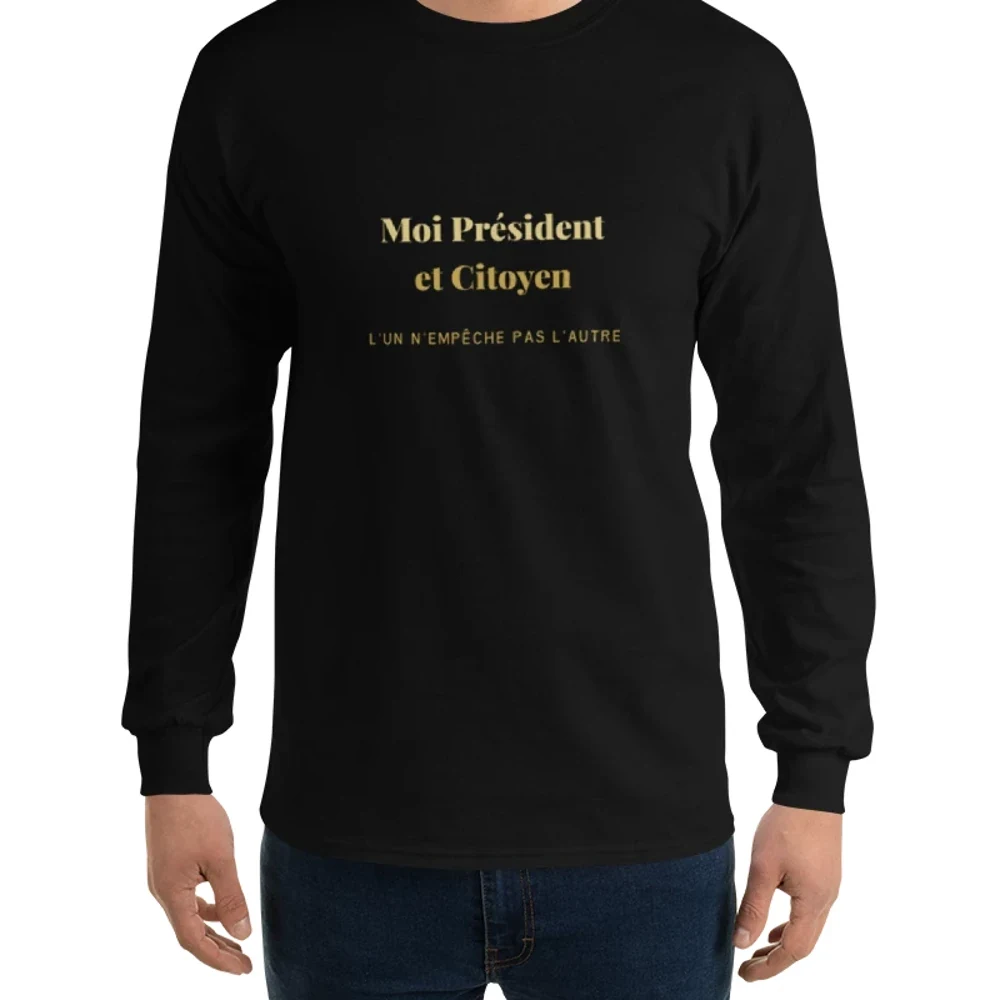 Manches longues « Président et Citoyen » noir, collection Moi Président et Citoyen